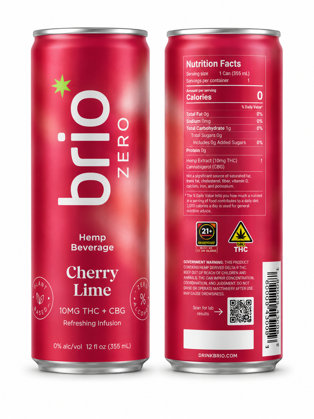 Brio Zero 10mg Cherry Lime 12oz Can