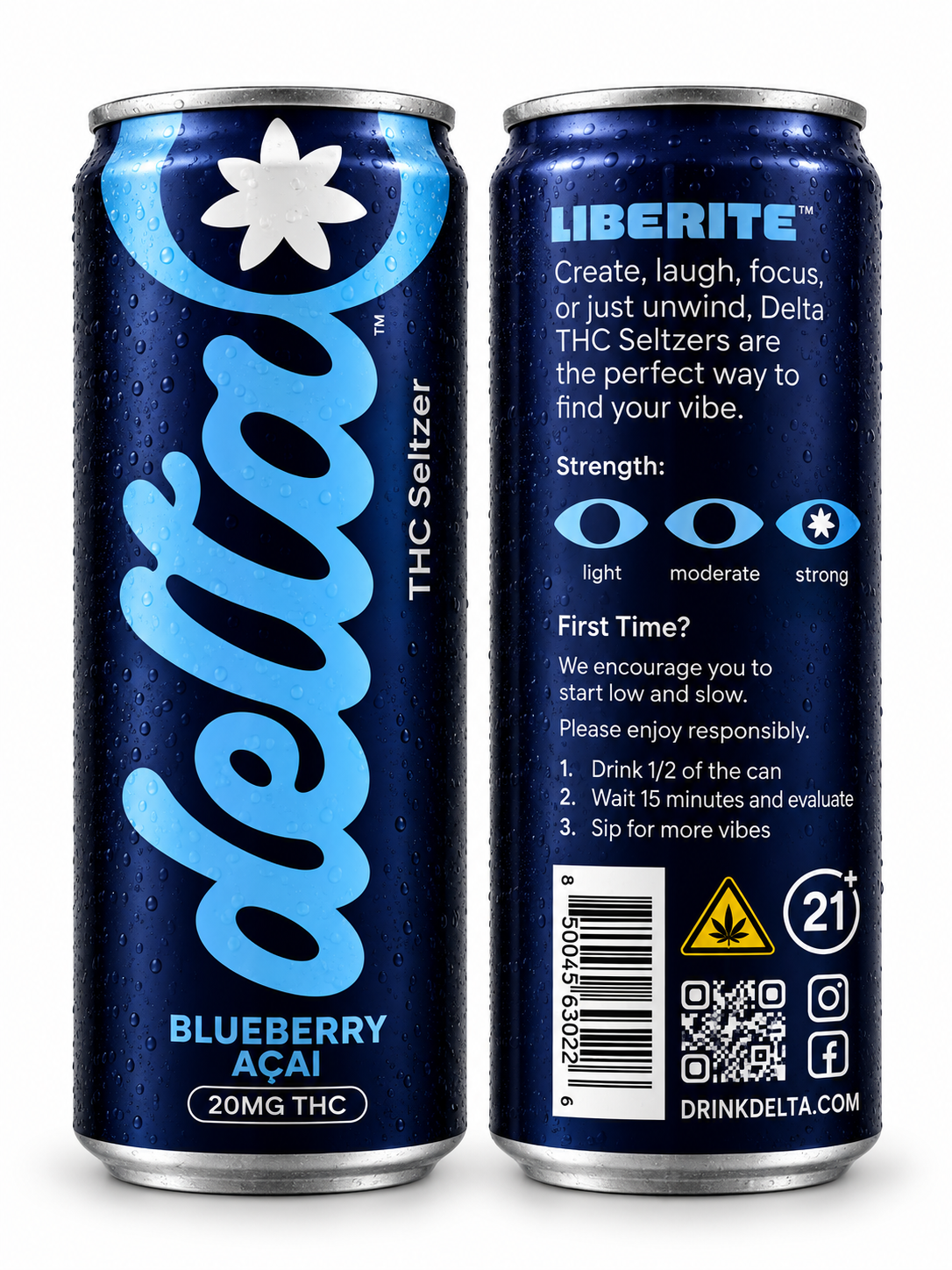 Delta THC Seltzer Blueberry Acai (20 MG) Can